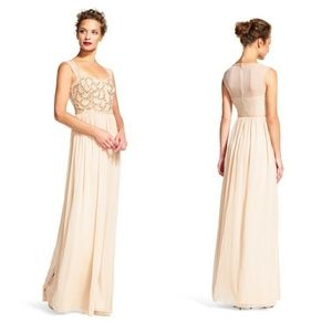 Adrianna Papell Chiffon Dress with Beaded Bodice